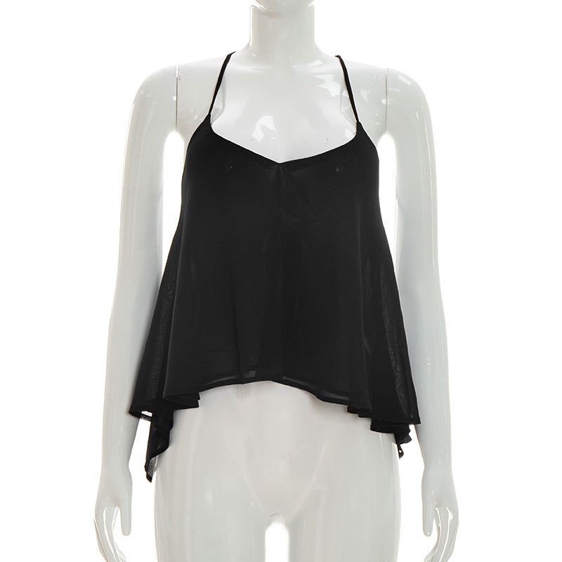 Damen luftiges Trägershirt mit asymmetrischem Saum und fließendem Stoff R&B