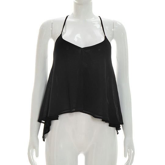 Damen luftiges Trägershirt mit asymmetrischem Saum und fließendem Stoff R&B