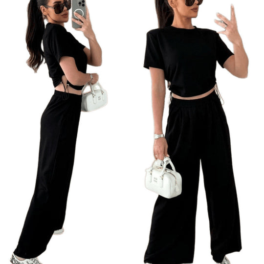 Damen Cropped Drawstring Lounge Set R&B