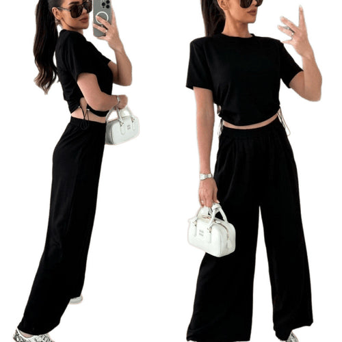 Damen Cropped Drawstring Lounge Set R&B