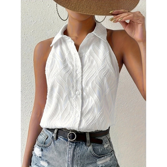 Damen ärmelloses Blusenshirt mit eleganter Struktur R&B