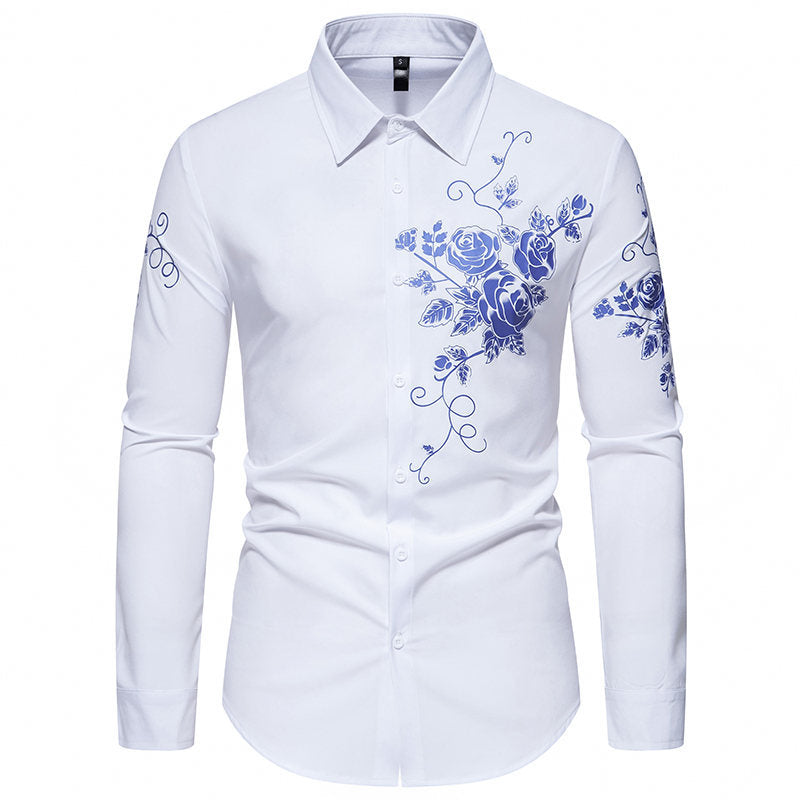 Herren Langarmhemd mit floralem Design