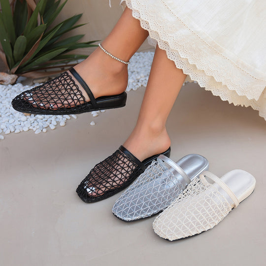 Damen offene Slipper mit eleganten Netzdetails R&B