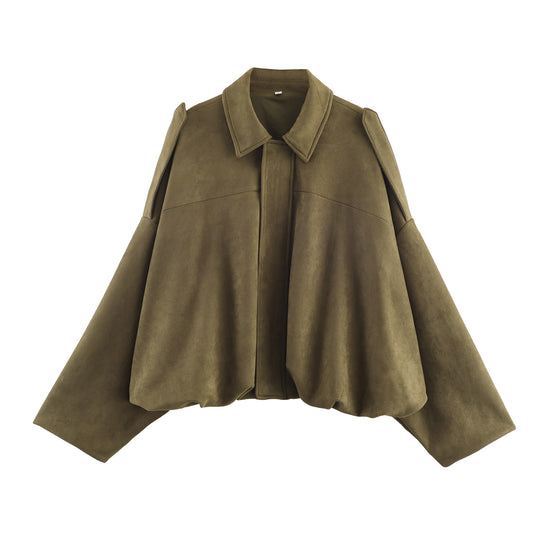 Damen lässige cropped Blousonjacke mit modernem Stehkragen und eleganten Schulterdetails R&B
