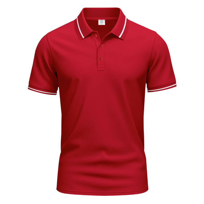 Herren nan atmungsaktives Interlock-Poloshirt mit Kontrast-Tipping, kurzer Knopfleiste und schmaler Silhouette R&B