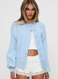 Damen gemütliche Strickjacke mit dekorativen Knopfdetails und voluminösen Ärmeln R&B