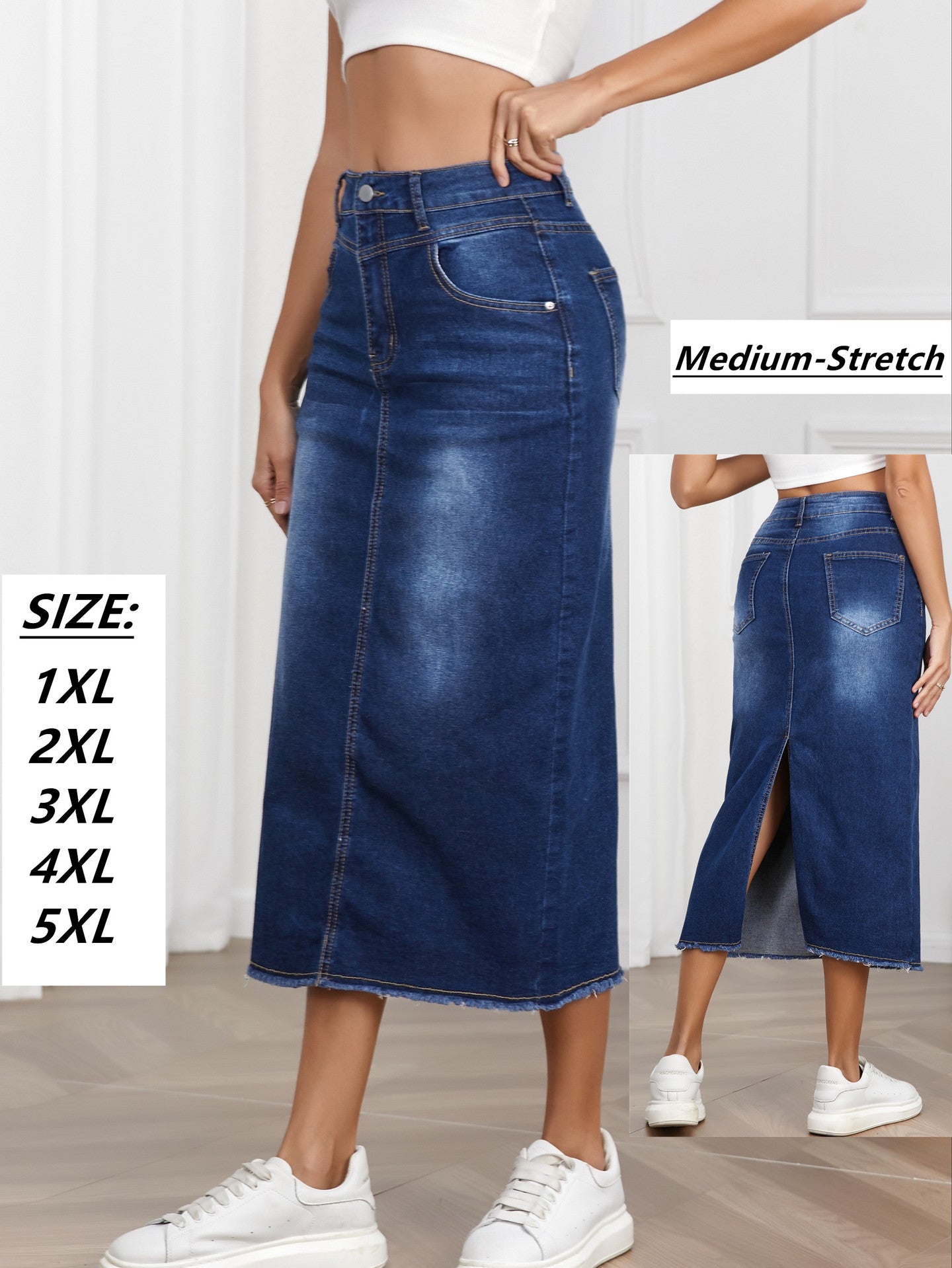 Damen Denim Maxirock R&B