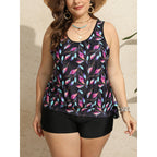 Damen Tankini-Set mit floralem Oberteil und hoch geschnittenen Shorts R&B