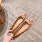 Damen elegante spitze Ballerinas mit hochglänzender Oberfläche R&B