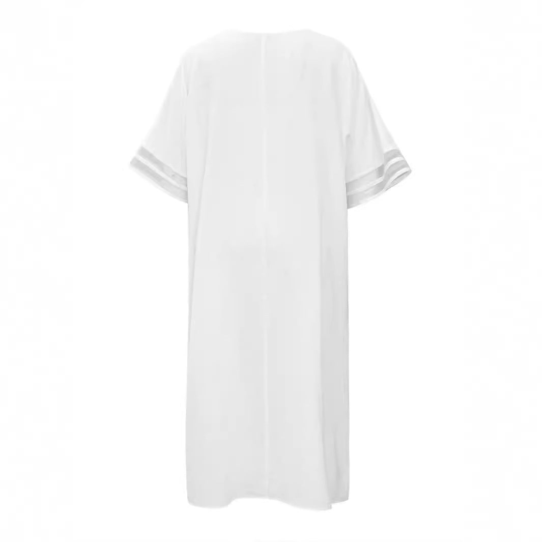 Damen Oversized T-Shirt mit transparenten Einsätzen und V-Ausschnitt R&B