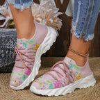 Damen modische Sneakers mit floralem Design und atmungsaktiver Textiloberfläche R&B