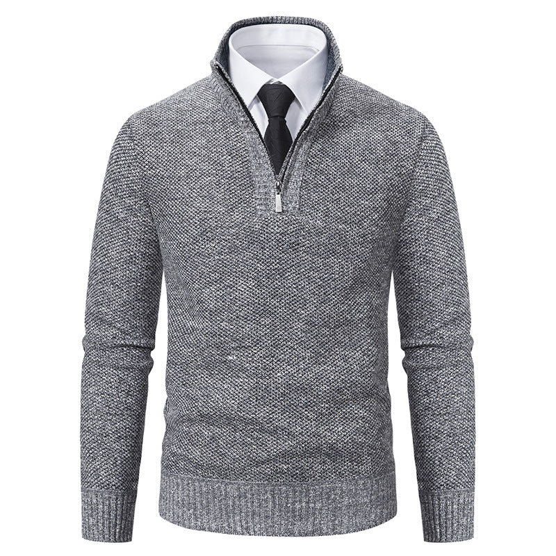 Herren Pullover mit modernem Reißverschluss und strukturierter Oberfläche R&B