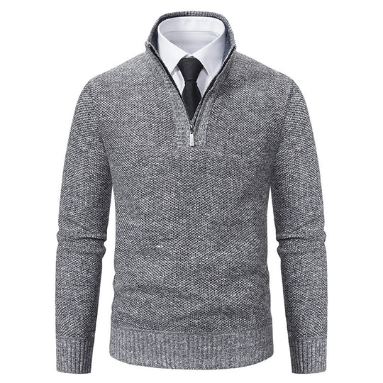 Herren Pullover mit modernem Reißverschluss und strukturierter Oberfläche R&B