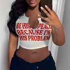 Damen Crop-Top mit auffälligem Schriftzug und lockerer Passform R&B