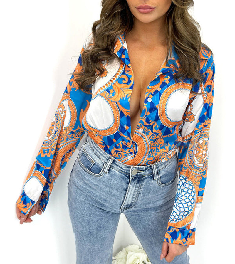 Damen Bluse mit opulentem Druckdesign und modernem Schnitt R&B