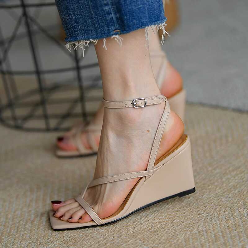 Damen elegante Plateau-Sandalen mit verstellbarem Riemendesign R&B