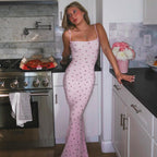 Damen Figurnahes Maxikleid mit floralem Design und Spaghettiträgern R&B
