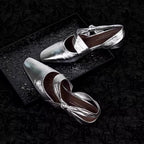 Damen Slingback-Pumps mit eleganter Schleifenverzierung und glänzender Oberfläche