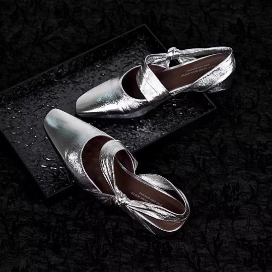 Damen Slingback-Pumps mit eleganter Schleifenverzierung und glänzender Oberfläche R&B
