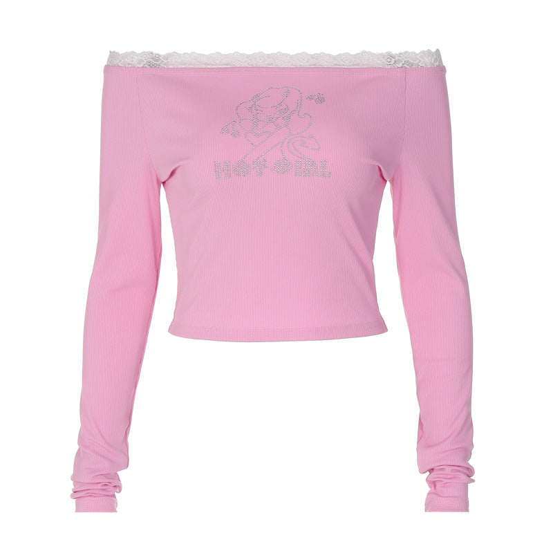 Damen Oberteil mit Off-Shoulder Design und romantischem Spitzenbesatz R&B