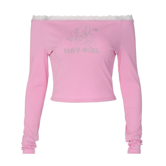 Damen Oberteil mit Off-Shoulder Design und romantischem Spitzenbesatz R&B