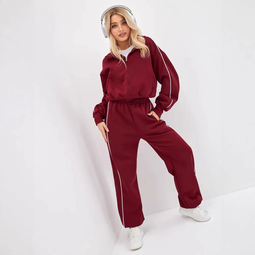 Damen Freizeitanzug mit hohem Kragen und lässigem Schnitt R&B