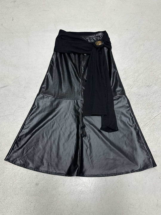 Damen eleganter Satin-Abendrock mit raffinierten Rüschen und Spitzenakzenten R&B