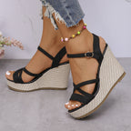 Damen Wedge-Sandalen mit verstellbarem Riemen und rutschfester Sohle R&B