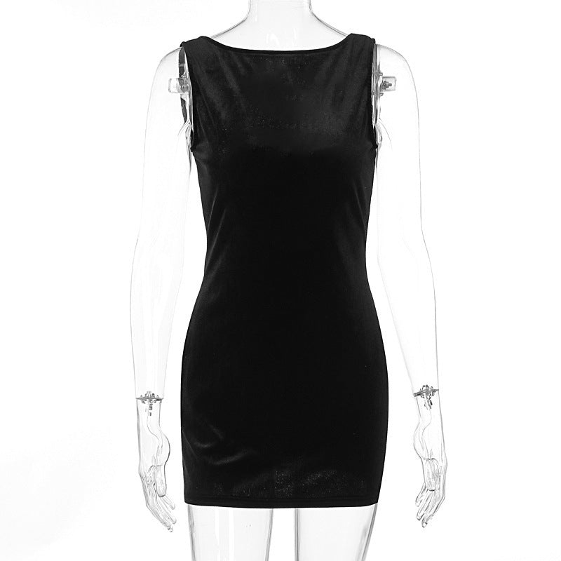 Damen Figurumspielendes Minikleid aus luxuriösem Samtstoff R&B