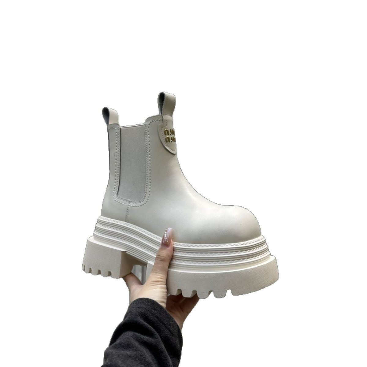 Damen Modische Chelsea-Boots mit Plateau und elastischen Einsätzen R&B