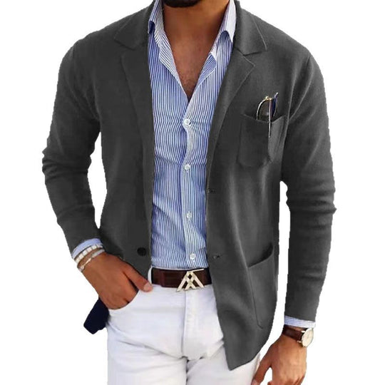 Herren sportlicher Strickblazer mit feiner Struktur und praktischen Taschen R&B