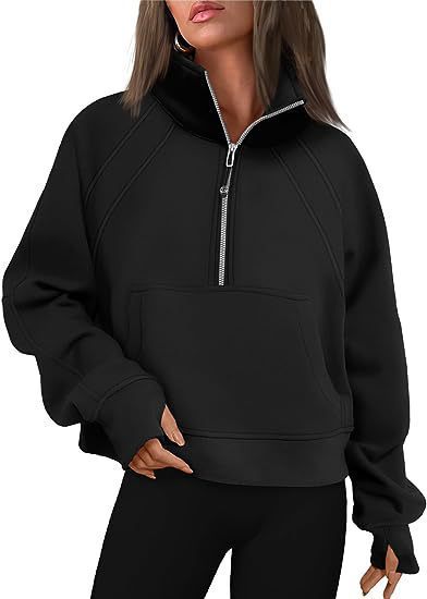 Damen Sportlicher Pullover mit hohem Kragen und Reißverschluss R&B