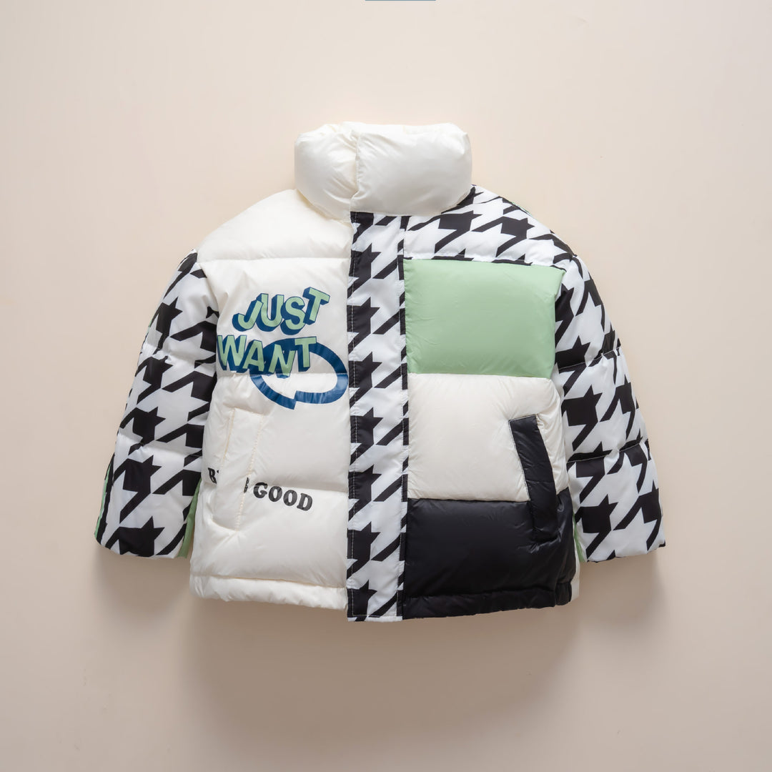 Damen Übergroße Steppjacke mit trendigem Patchwork-Design R&B