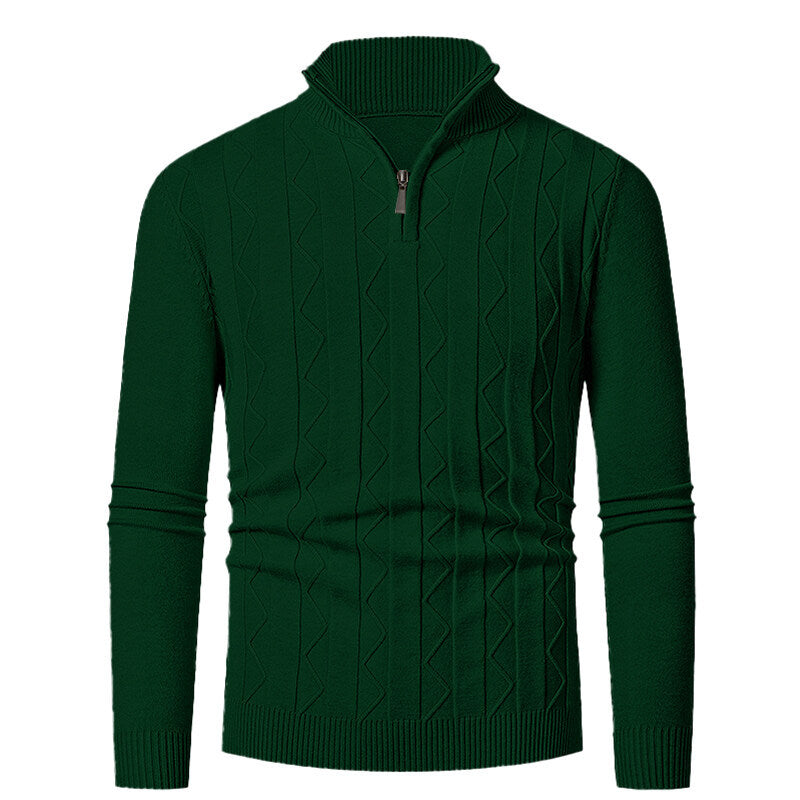 Herren Strickpullover mit stylischem Reißverschluss und Zopfmuster R&B