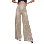 Damen Glamouröse Maxihose mit Glitzerstreifen und weitem Bein R&B