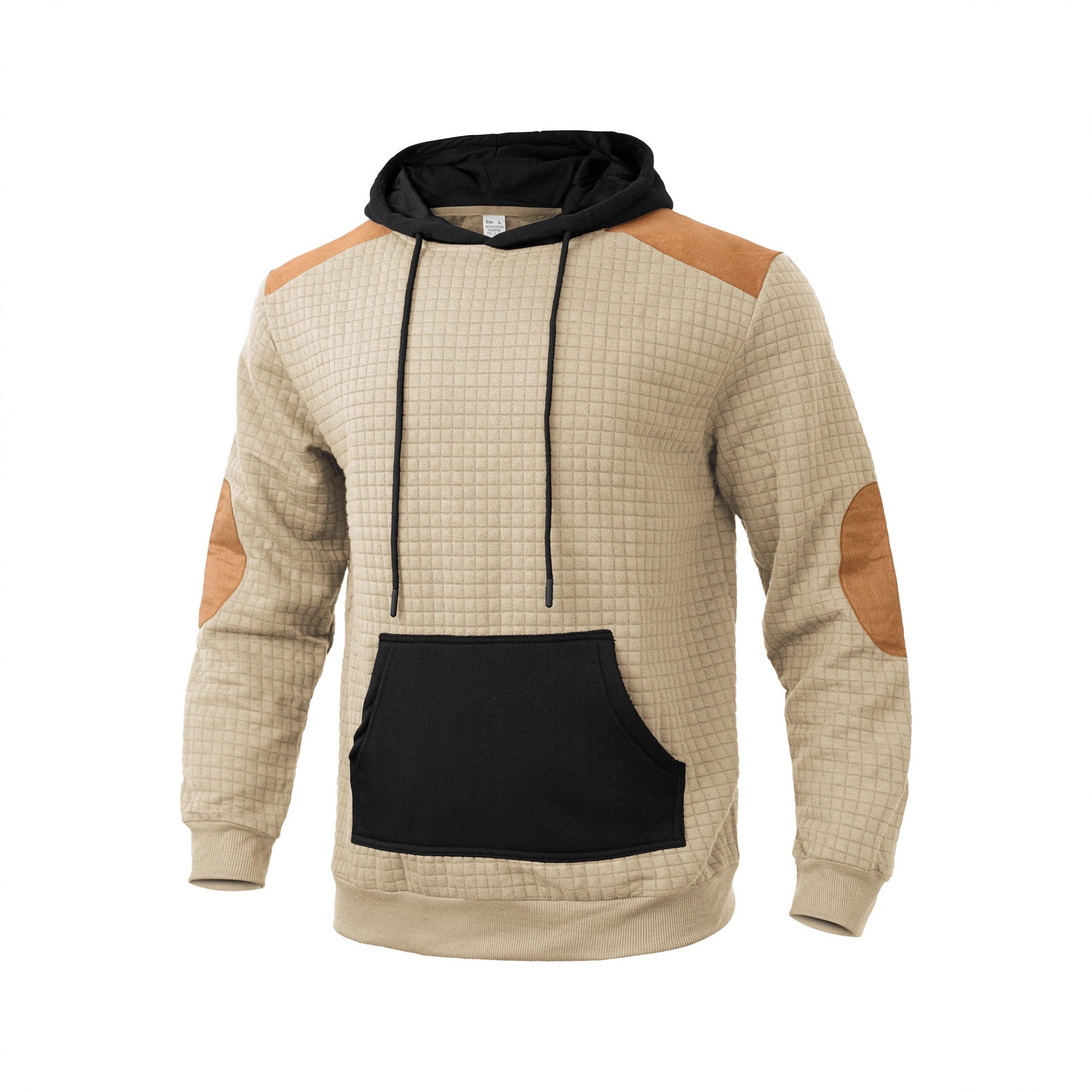 Herren modischer Kapuzenpullover mit strukturiertem Design und Kunstlederakzenten R&B