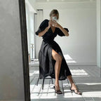 Damen Maxikleid mit eleganten Puffärmeln R&B