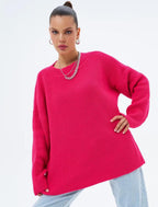 Damen Oversized Strickpullover mit strukturiertem Design und lässigem Schnitt R&B
