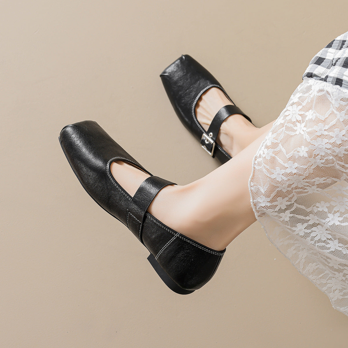 Damen Ballerinas mit modischem Riemenverschluss und orthopädischer Innensohle