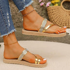 Damen komfortable Riemchen-Sandalen mit eleganter Glitzer-Applikation R&B