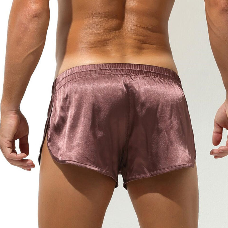 Herren nan kurze Satin-Schlafshorts mit elastischem Bund und seitlichem Schlitz R&B