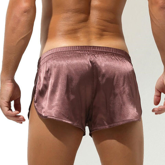 Herren nan kurze Satin-Schlafshorts mit elastischem Bund und seitlichem Schlitz R&B