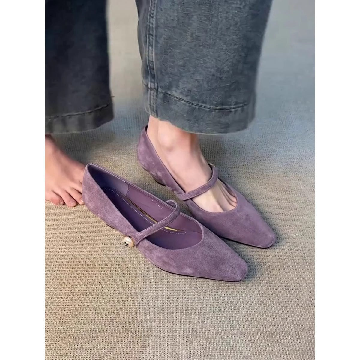 Damen elegante Mary Jane Ballerinas mit modischem Riemenverschluss und schicker Schnallenapplikation R&B