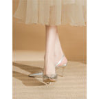 Damen Slingback High Heel Schuhe aus glänzendem Silber R&B