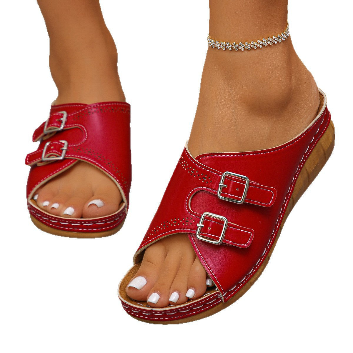 Damen geflochtene Clogs mit verstellbaren Schnallen und ergonomischem Fußbett R&B