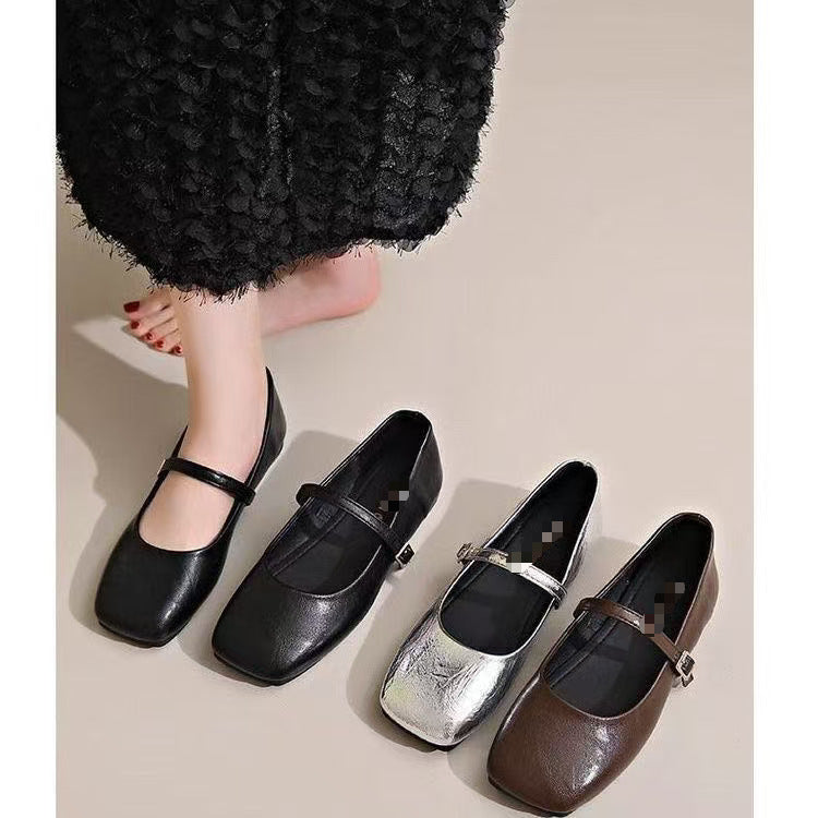 Damen Ballerinas mit modischem Riemen und bequemem Fußbett Heidi Mode