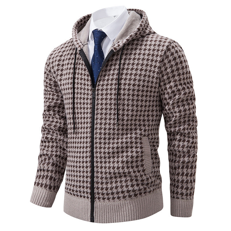 Herren elegante und bequeme Strickjacke mit Kapuze R&B