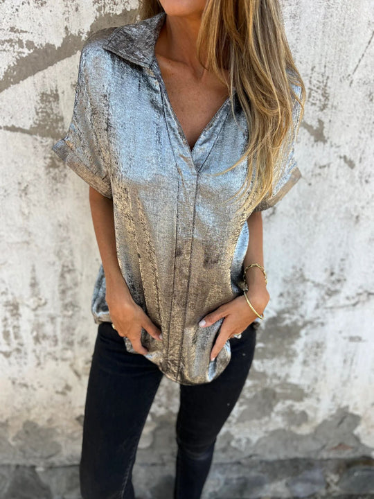 Damen Satinbluse mit modischem Kragen und elegantem Schnitt R&B