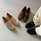 Damen Loafer aus hochwertigem Wildleder mit elegantem Schnallen-Detail R&B