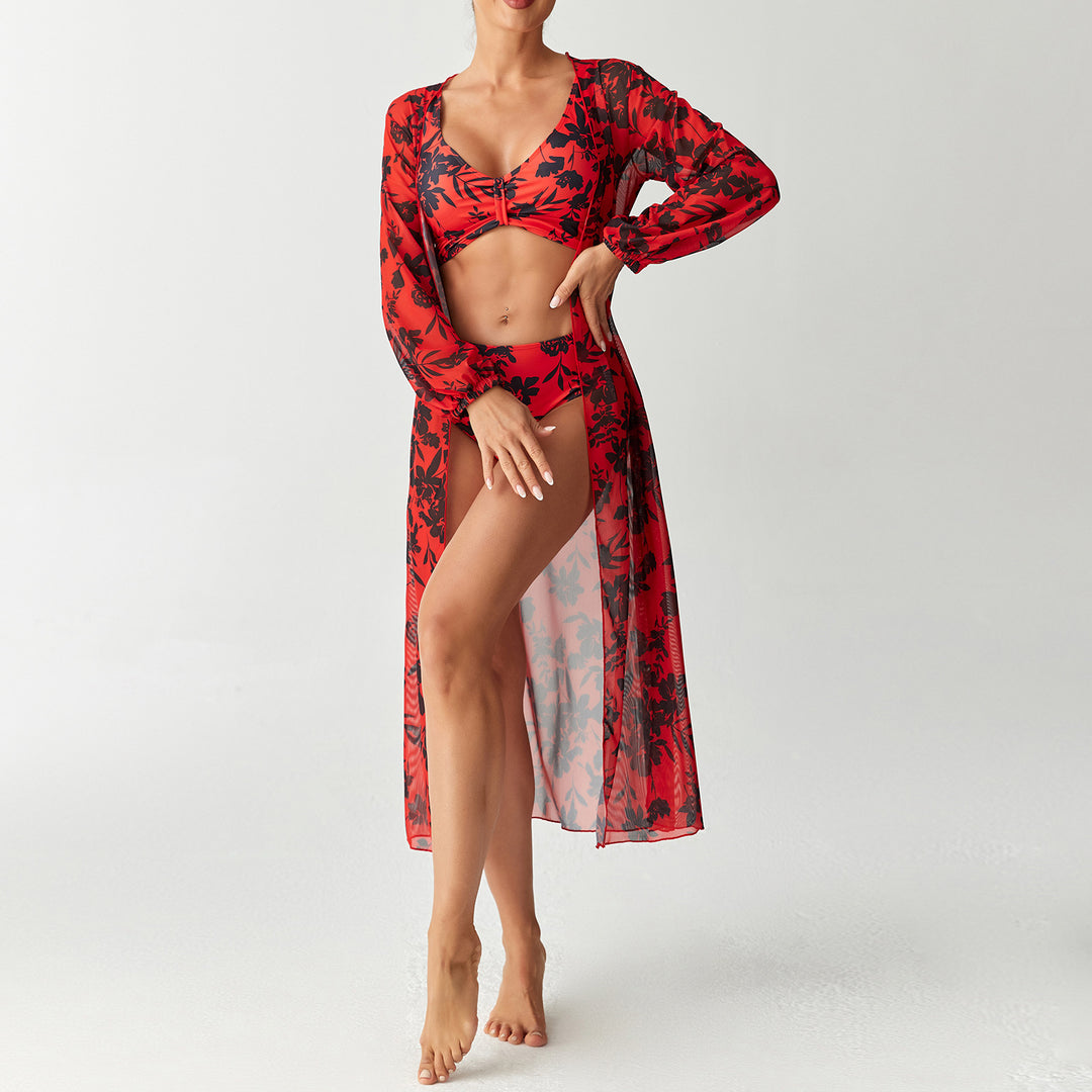 Damen Bikiniset mit transparentem Strandüberwurf R&B